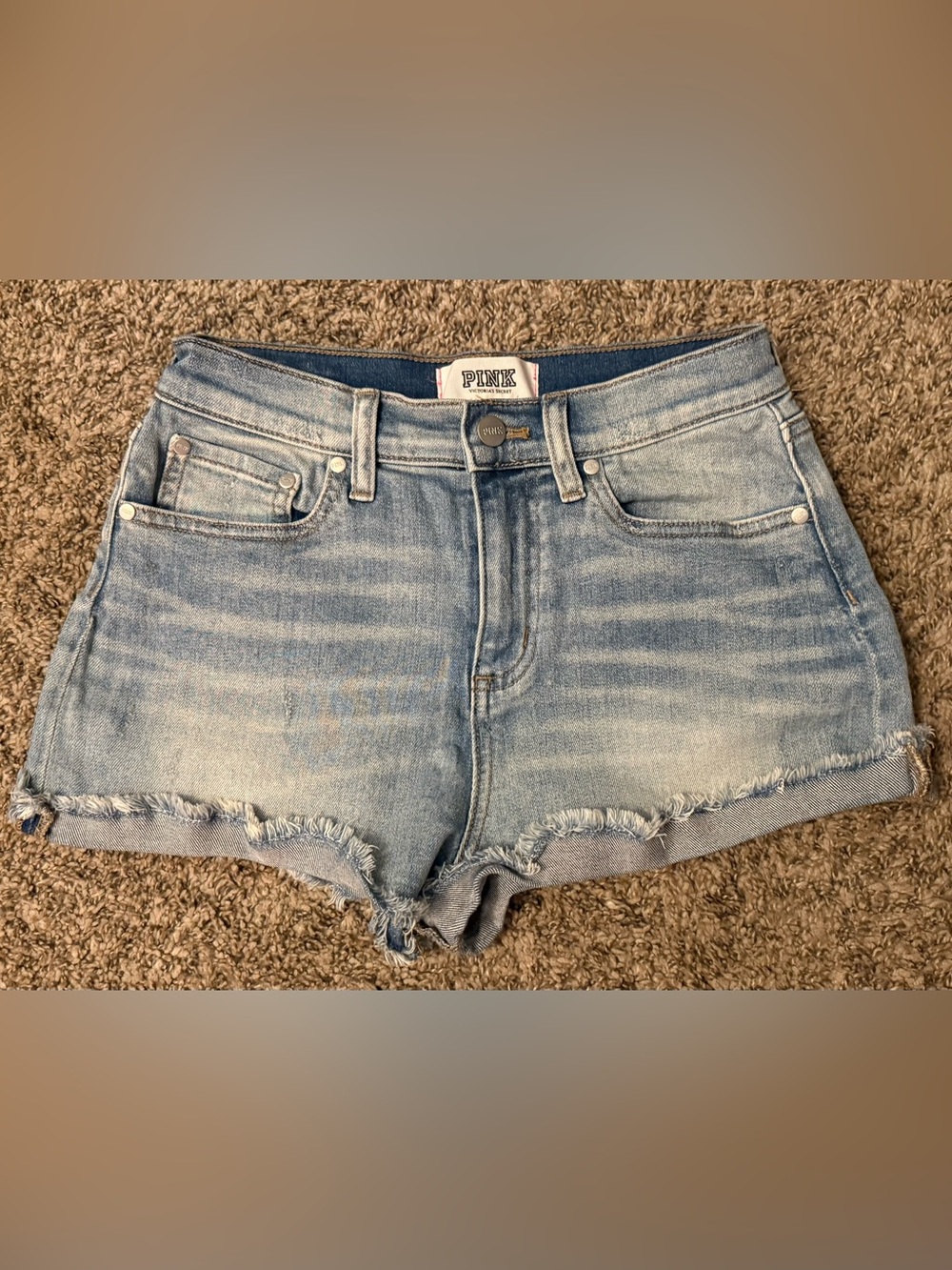 PINK Victoria's Secret Light Blue Denim Cutoff Shorts *NWOT